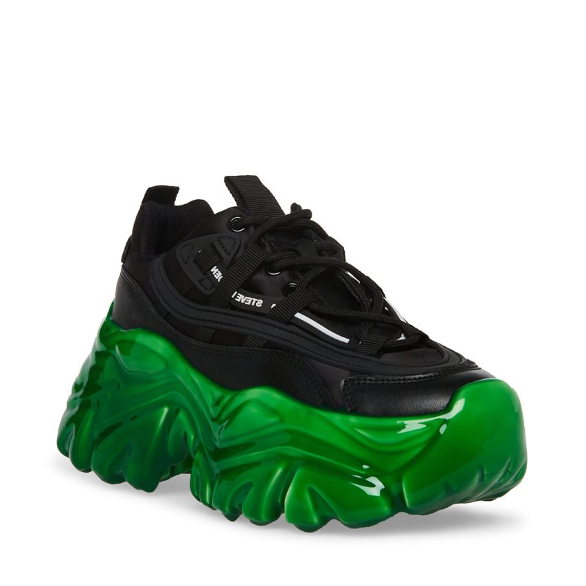 Black / Green Steve Madden Revel Women's Sneakers | PH 8754NLD